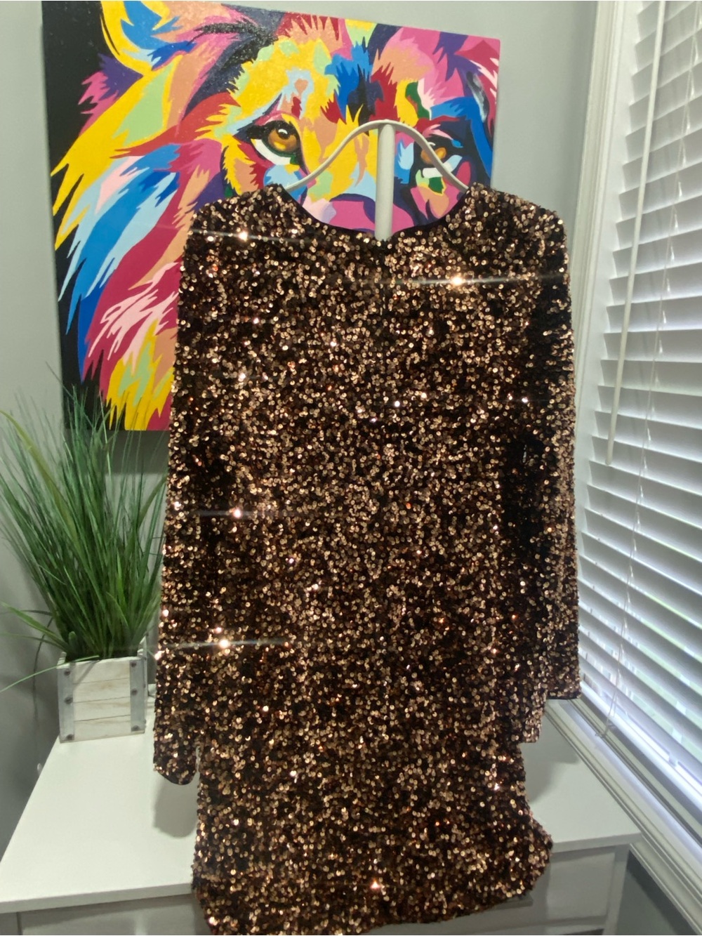 H&M Bronze Sequin Midi Dress